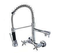 YWJFSA Robinet Mural Cuisine Douchette Mitigeur Evier avec 2 Types De Jet Robinets Mural à Deux Poignées,Placage