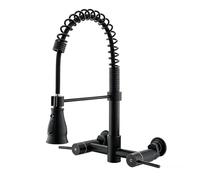 YWJFSA Robinet Mural Cuisine Douchette Robinet Cuisine Flexible avec 2 Types De Jet Robinets Cuisine Spring Mitigeur Deux Poignées,Noir