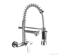 YWJFSA Robinet Mural Cuisine Douchette Robinet Cuisine Flexible avec 2 Types De Jet Robinets De Cuisine Rotatif Poignée,Argent