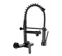 YWJFSA Robinet Mural Cuisine Douchette Robinet Cuisine Flexible avec 2 Types De Jet Robinets De Cuisine Rotatif Poignée,Noir