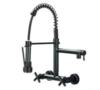 YWJFSA Robinet Mural Cuisine Douchette Robinet Cuisine Spring Mitigeur avec 2 Types De Jet Robinets De Cuisine Rotatif Laiton,Noir