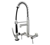 YWJFSA Robinet Mural Cuisine Douchette Robinet en Acier Inoxydable avec 2 Modes De Jet Robinets Cuisine Flexible Deux Poignées