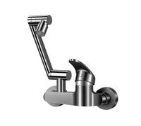 YWJFSA Robinet Mural Cuisine Eau Chaude et Froide Gris Mitigeur Salle de Bain avec 2 Types de Jet D'Eau Réglable en Hauteur pour Cuisine et Salle de Bain