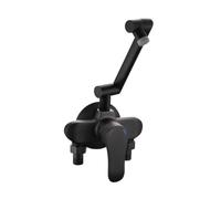 YWJFSA Robinet Mural Cuisine Eau Chaude et Froide Mitigeur Cuisine Rabattable avec 2 Types de Jet D'Eau Réglable en Hauteur Pivotant à 360° Laiton,Noir