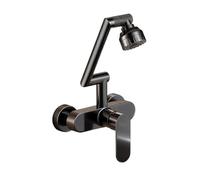 YWJFSA Robinet Mural Cuisine Eau Chaude et Froide Mitigeur Cuisine Rabattable avec 2 Types de Jet D'Eau Réglable en Hauteur,Acier Inoxydable,Gris