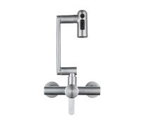 YWJFSA Robinet Mural Cuisine Eau Chaude et Froide Mitigeur Cuisine Rabattable avec 3 Types de Jet D'Eau Acier Inoxydable pour Cuisine et Salle de Bain