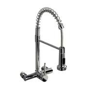 YWJFSA Robinet Mural Cuisine en Acier Inoxydable Douchette Abaissée Pivotant 360° à Arc Élevé Robinetterie à Ressort Mitigeur Cuisine