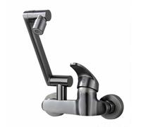 YWJFSA Robinet Mural Cuisine Gris Eau Chaude et Froide Robinet Salle Bain avec 2 Types de Jet D'Eau Réglable en Hauteur Mitigeur Cuisine Rabattable