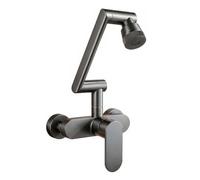 YWJFSA Robinet Mural Cuisine Mitigeur Cuisine Rabattable avec 2 Types de Jet D'Eau Eau Chaude et Froide Laiton pour Cuisine et Salle de Bain,Gris