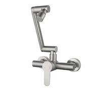 YWJFSA Robinet Mural Cuisine Mitigeur Cuisine Rabattable avec 2 Types de Jet D'Eau Eau Chaude et Froide,Acier Inoxydable pour Cuisine et Salle de Bain