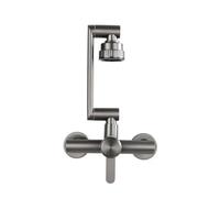 YWJFSA Robinet Mural Cuisine Mitigeur Salle de Bain avec 4 Types de Jet D'Eau Eau Chaude et Froide Acier Inoxydable pour Cuisine et Salle de Bain,Gris