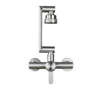 YWJFSA Robinet Mural Cuisine Mitigeur Salle de Bain avec 4 Types de Jet D'Eau Eau Chaude et Froide Acier Inoxydable pour Cuisine et Salle de Bain,Couleur Brossée