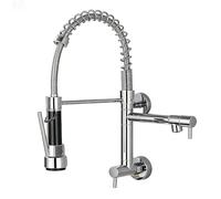 YWJFSA Robinet Mural Cuisine Robinet de Cuisine à Ressort avec 2 Jets Robinets Eau Froide Laiton,Placage