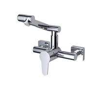 YWJFSA Robinet Mural Cuisine Robinet Salle Bain Pivotant à 360° Eau Chaude et Froide,2 Types de Jet D'Eau Laiton pour Cuisine et Salle de Bain,Argent