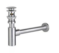 YWJFSA Siphon de Lavabo avec Trop Plein Chromé,Bonde Pop-Up Clic Clac,Syphon en T Réglable,Anti Odeur Laiton Siphon Lavabo Extra Plat