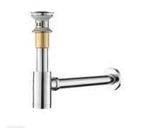YWJFSA Siphon Lavabo avec Trop Plein,Bonde Pop-Up Clic Clac,Anti Odeur,Syphon en T Réglable Laiton Siphon Lavabo Extra Plat ，1-1/4"