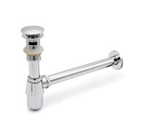 YWJFSA Siphon Lavabo avec Trop-Plein et Bouchon Clic-Clac,Tuyau de Vidange Flexible,Kit de Siphon de Vidange,Hauteur Réglable Laiton Siphon de Lavabo
