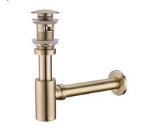 YWJFSA Syphon Cuisine Evier avec Bouchon Clic-Clac,Trop-Plein,Kit de Siphon de Vidange,Siphon en T Réglable Siphon de Lavabo salle de bain pour Lavabo Et Évier