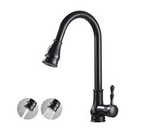 YWJFSA Vintage Robinet Cuisine Douchette, Extensible Robinetterie de Cuisine, Laiton Rotatif À 360°,Noir