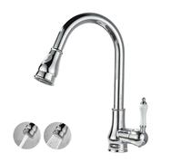 YWJFSA Vintage Robinet Cuisine Douchette, Extensible Robinetterie de Cuisine, Laiton Rotatif À 360°,Placage