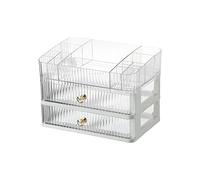 YWJLQH Boîte de Rangement Cosmétique Organisateur Maquillage Coffret Bijoux Conception Empilable Tiroirs Brosses Matériau Pet PP Adaptée pour Salle de Bain, 3 Niveaux Clair
