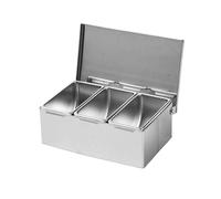 YWJLQH Condimentier Plateau Compartiment Amovible Boîte Assaisonnement Récipient INOX Couvercle Fermeture Hermétique Stockage Polyvalent Adapté à La Cuisine, 3 Grilles