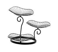 YWJLQH Corbeille à Fruits Panier En Fil de Fer Porte-fruits et Légumes Panier de Service à 3 Plateaux pour Un Rangement Pratique Adapté pour Organiser Le Ga, Noir