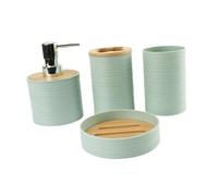 YWJLQH Ensemble de Décoration de Salle de Bain de 4 Pièces Comprenant Un Porte-savon, Un Gobelet pour Bain de Bouche et Un Porte-brosse à Dents, Vert