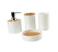 YWJLQH Ensemble de Décoration de Salle de Bain de 4 Pièces Comprenant Un Porte-savon, Un Gobelet pour Bain de Bouche et Un Porte-brosse à Dents, Blanc
