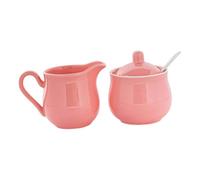 YWJLQH Ensemble Sucrier et Crémier En Céramique, Pratique et élégant, Comprenant Un Sucrier avec Couvercle et Cuillère, et Un Pot à Crème, Rose