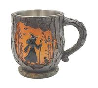 YWJLQH Mug D'Halloween Décoratif de Bureau, Thème Amusant, Texture D'arbre 3D avec Anse, Cadeau pour Homme Ou Femme, Idéal pour La Maison, Sorcière