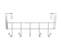 YWJLQH Patère Porte, 5 Crochs, Acier, Argent, 5cm, 4,5cm | Support sans fixation murale, Porte-manteau porte, Rangement rrière une porte, Pr personnes organisées
