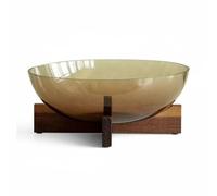 YWJLQH Plateau Industriel Plat de Présentation Bol à Fruits Bol de Service Structure Verre Teinté Monture Bois Raffiné Adapté à la Cuisine Décoration Table Réception, Grand