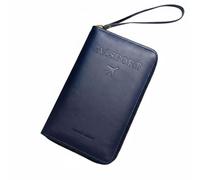 YWJLQH Porte-Documents de Anti-piratage Organiseur de Papiers d'Identité Pochette à Billets Porte-Cartes Fermeture Éclair Rangement Stylo en Cuir Synthétique, Bleu Foncé