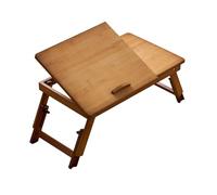 YWJLQH Table Pliable Rectangulaire en Bambou pour Ordinateur Portable, Support Portable à Angle Réglable pour Camping, Balcon, Pique-Nique en Plein Air, Marron Petit