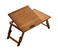 YWJLQH Table Pliable Rectangulaire en Bambou pour Ordinateur Portable, Support Portable à Angle Réglable pour Camping, Balcon, Pique-Nique en Plein Air, Brun Moyen