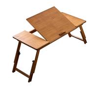 YWJLQH Table Pliable Rectangulaire en Bambou pour Ordinateur Portable, Support Portable à Angle Réglable pour Camping, Balcon, Pique-Nique en Plein Air, Marron Grand