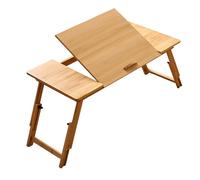 YWJLQH Table Pliable Rectangulaire en Bambou pour Ordinateur Portable, Support Portable à Angle Réglable pour Camping, Balcon, Pique-Nique en Plein Air, Marron Clair Grand