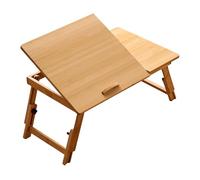 YWJLQH Table Pliable Rectangulaire en Bambou pour Ordinateur Portable, Support Portable à Angle Réglable pour Camping, Balcon, Pique-Nique en Plein Air, Brun Clair Moyen