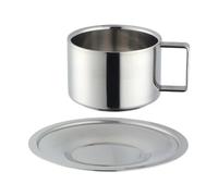 YWJLQH Tasses à Café et Thé, Ensemble de 200 Ml avec Plateau pour Utilisation Quotidienne, Argent
