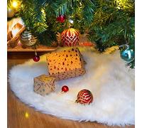 Ywlake Jupe de Sapin Noel 36Inch Peluche Neige Tapis de Sapin Blanc Couvre Pied White Christmas Tree Skirt pour Fête Arbre de Noël Décoration (90cm)