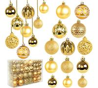 Ywlake Lot de 100 boules de Noël pour sapin de Noël, décorations de sapin de Noël, incassables, ornements pour fête du Nouvel An, mariage, vacances, décoration de Noël (doré)
