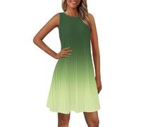 YWLINK Robe d'été 2025 sans manches, col rond, ample, plissée, fluide, F-vert, XL