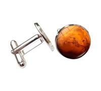 YWMJZEU Boutons de Manchette Hommes Boutons de Manchette Bijoux Accessoires Costume Chemise Style Spatial Sous Verre Limpide et Monture Alliage Solide, Mars