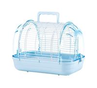 YWMJZEU Cage Transport avec Bouteille d’Eau Transparent Cage avec Perchoir et Mangeoire Compact Volière Portable pour Perruches, Calopsittes, Bleu