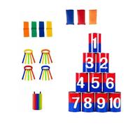 YWMJZEU Chamboule-Tout Matériau Métallique Pyramide de Boîtes à Renverser Développe la Coordination Jeu de Massacre pour, Ensemble De Rayures Arc-en-Ciel Double Face Rouge Et Bleu