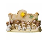YWMJZEU Crèche LED Fait Main Figurines la Famille Sacrée pour Maison, Multicolore, Ensemble De Crèche De Noël De Dessin Animé
