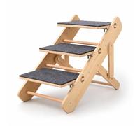 YWMJZEU Escalier en Bois avec Feutre Gain Place Rampe avec Marches Facile à Stocker Rampe Surface Antidérapante pour Chiens Âgés, Lit, Salon, Trois Marches Pliables