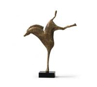 YWMJZEU Figurine Cheval avec Socle Marbre Abstrait Sculpture Cheval Morne Stable Objet Décoratif pour Amateurs d'art, Salon, Bureau, Noir Bronze, Nouveau Style Chinois