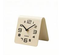 YWMJZEU Horloge Bureau avec Support Pliable Morne Réveil Pliable Compact Pendulette pour Étudiants, 奶油白